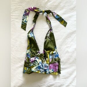 Free People Seraphina Halter Top in Bright Olive